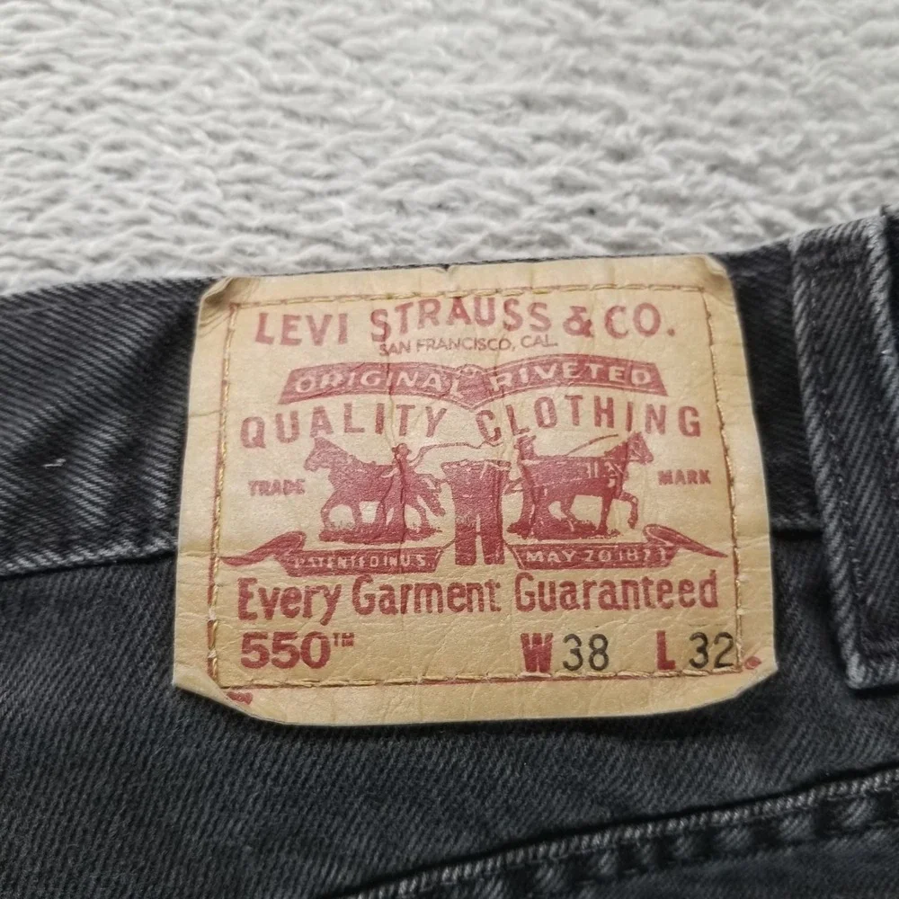 VTG Levis 550 Jeans Mens‎ 38x32 Black Relaxed Tapered 90s Made in Canada Denim